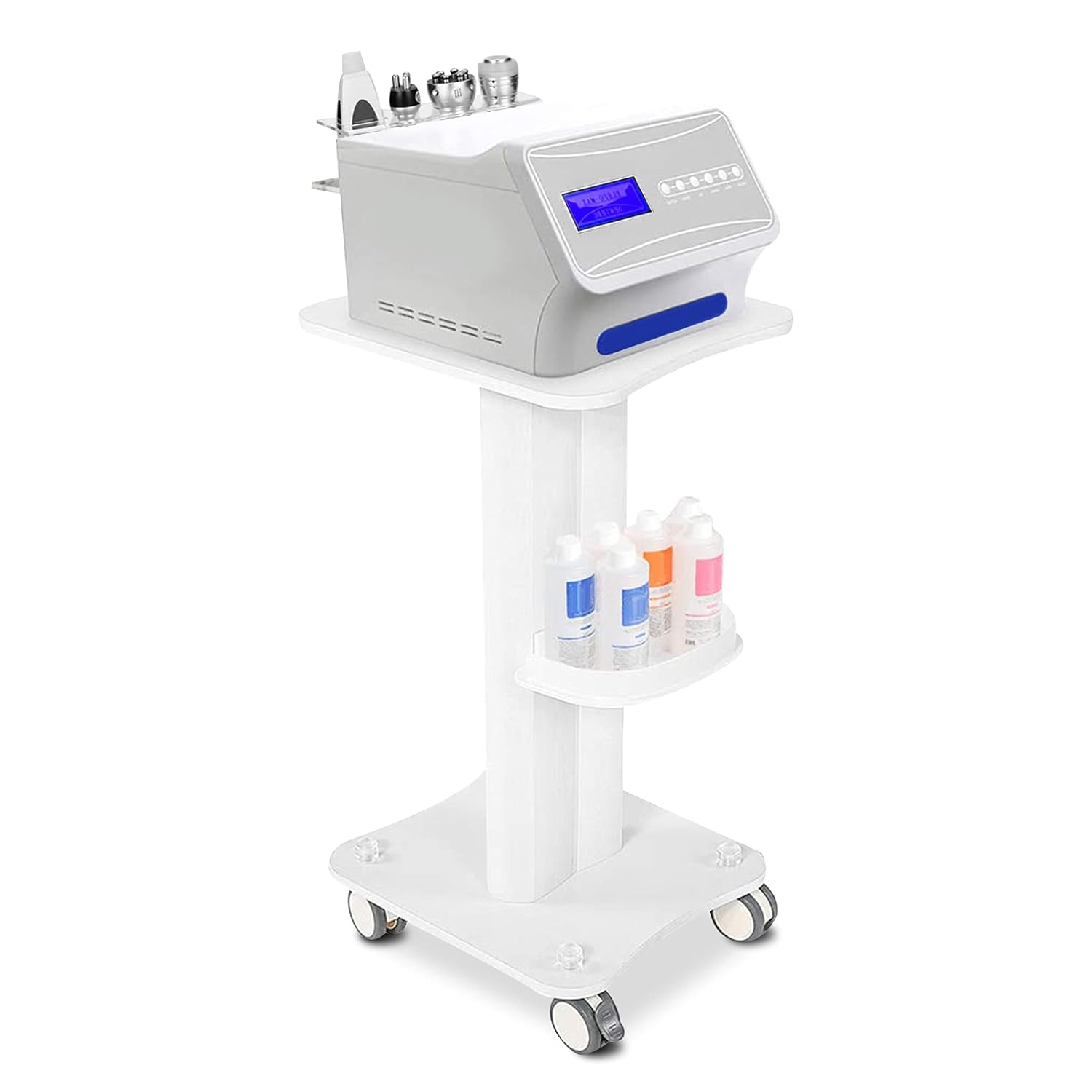 Salon Trolley, Rolling Salon Trolley Cart, ABS Beauty Salon Trolley with a Tray on Each Side, Aluminum White Trolley for Home or Beauty Salon Use: Beauty