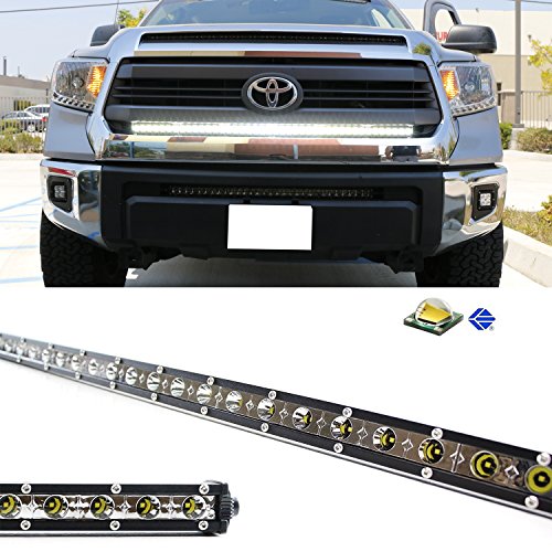 iJDMTOY 45" Ultra Slim 126W High Power CREE LED Light Bar with Behind Front Grille Mounting Brackets Kit For 2014-up Toyota Tundra