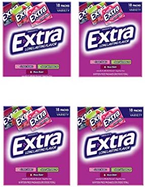 Extra Fruit Sugar Free Gum Variety Pack, 18 Packs (4 Pack)