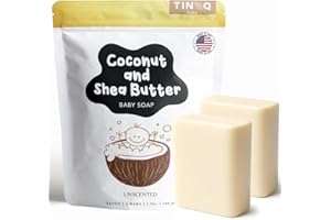 TINOQ Unscented Baby Soap Bar for Sensitive Skin | Only 7 Ingredients | Gentle Wash for Babies, Toddlers, Kids, and Adults | Organic and Natural Ingredients | 2 Bars