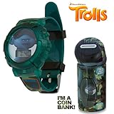 DreamWorks Trolls Kids Green Camo LCD Flashing Lights Wrist Watch in a Coin Bank