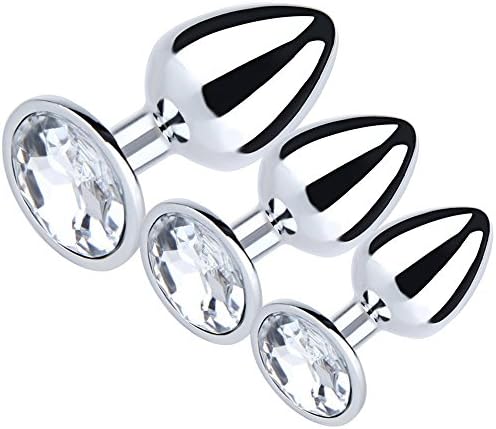 LWE 3Pcs Adult Toys For Couple Luxury Jewelry Design Stainless Steel Anal Butt Plug (white)