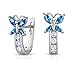 Sterling Silver Butterfly Huggie Earrings in CZ December Simulated Birthstone (December)