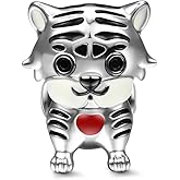GNOCE Tiger Charm Bead Sterling Silver Confident And Exalted Zodiac Signs Animal Charm Bead Fit Bracelet/Necklace Jewelry Gift for Women Mens