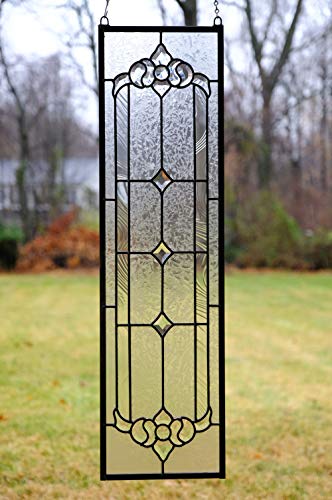 10" x 36" Stunning Tiffany Style Stained Glass Clear Beveled Window Panel - Thumbnail 2