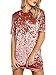 HIKARE Women's Vintage Crushed Velvet Short Sleeve T Shirt Mini Dress Pink Size XL
