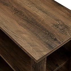 Walker Edison Tiered Wood Fireplace TV Stand with