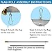 Front Line Flags Flag Pole: 6' Ft White Aluminum Flagpole | Spinning & Tangle Free | Heavy Duty | Wind Resistant and Rust Free Wall Mount Flagpole P/N FL6W