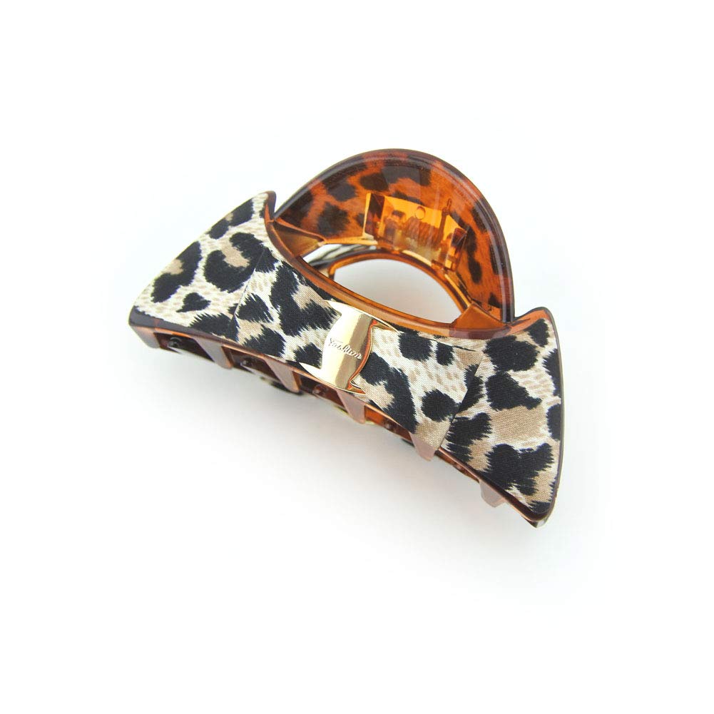Meilliwish Small Little Flower Beautiful Hair Claw Clip for Women Girls (D92)(Leopard)