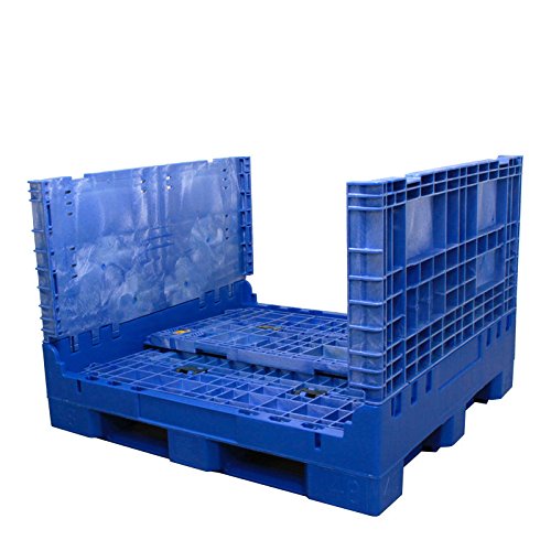 New Blue Collapsible Bulk Container (2 Doors) Exterior 45W x 48" L x 34" H - Superior Quality and Value - Made in USA (Only 20 pcs Left)