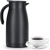Olerd 34 Oz Thermal Coffee Carafe, Stainless Steel Insulated Vacuum Coffee Carafes For Keeping Hot, 1 Liter Tea, Water, and Coffee Beverage Dispenser(Black)