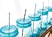 Blossom Mason and Canning Jar Sipping and Drinking Lid Caps, Silicone, For Standard Size Mason Jars, 3.5-Inches; Blue; Set of 4