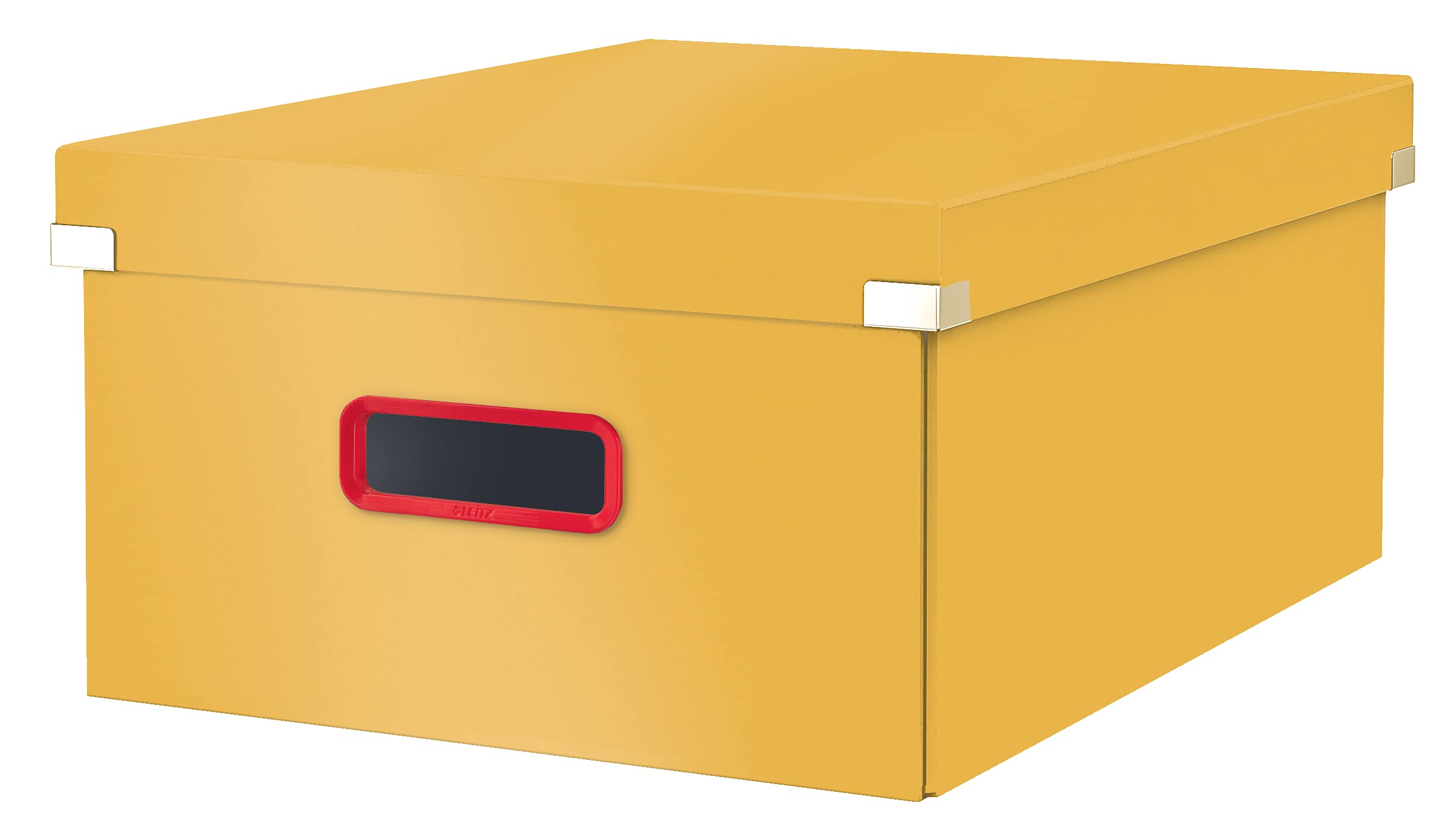 Leitz Click & Store Large Storage Box, Foldable A3 File Box with Lid, Premium Strong Cardboard Container for Home/Office Filing, Cosy Range, Warm Yellow, 53490019