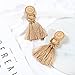 Boderier Bohemian Statement Thread Tassel Chandelier Drop Dangle Earrings with Cassandra Button Stud (Brown)
