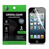 MAK - Apple Iphone 5 and 5s Premium Hd Clear Version Screen Protector (Pack of 5) Retail Packed - Includes MAK Microfiber Cleaning Cloth and MAK Application Card