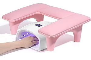 Quaferen Arm Rest for Nails Tech, U-Shaped Nail Arm Rest for Acrylic Nails, Non-Slip Hand Rest Pillow for Nails Tech, Soft Leather Nail Hand Rest Cushion for Manicure Salon Use (Pink)