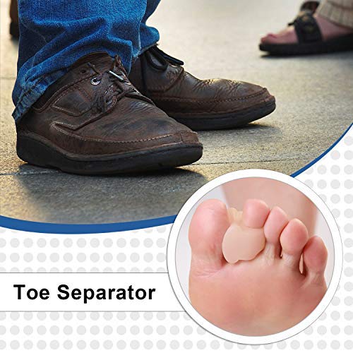 Skyfoot\'s Toe Separator for Bunion - Overlapping Toe Spreader Gel Toe Spacer Pack of 6 (Beige)
