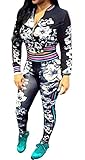 Ybenlow Women's 2 Piece Floral Bodycon Sweatsuit Set Tracksuit Outfit (Large, 11-Multicoloured)