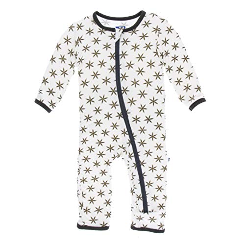 KicKee Pants Print Coverall with Zipper in Natural Star Anise, 12-18 Months