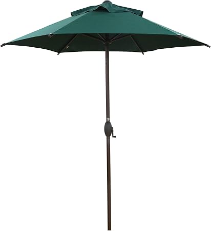 Amazon Com Abba Patio 7 5ft Patio Umbrella Outdoor Umbrella Patio Market Table Umbrella With Push Button Tilt And Crank For Garden Lawn Deck Backyard Pool Green Garden Outdoor
