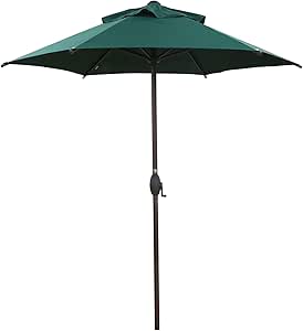 Amazon Com Abba Patio 7 5ft Patio Umbrella Outdoor Umbrella Patio Market Table Umbrella With Push Button Tilt And Crank For Garden Lawn Deck Backyard Pool Green Garden Outdoor