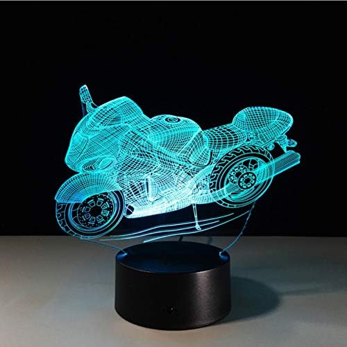 Motorbike Optical Illusion 3D Led Night Light USB 7 Colors Changeable Mood Lamp Bedroom Table Lamp Kids Friends Novelty Gifts