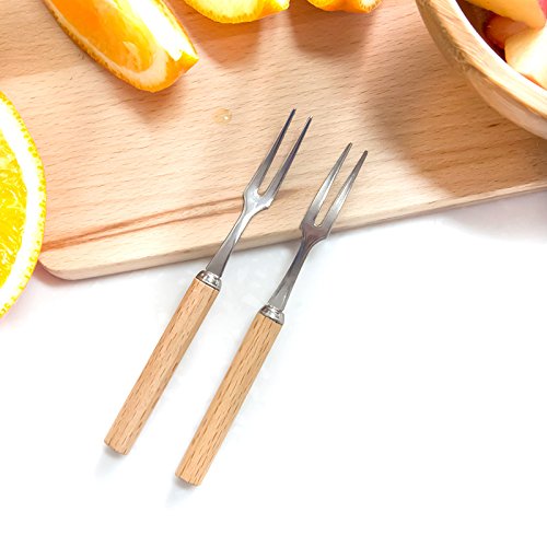 Forks Dessert Forks Er Wood Stainless Steel Fruit Dessert Fork Environmentally Friendly Cutlery 2 Pcs Horeto Com
