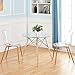 GreenForest Dining Table Modern Round Glass Clear Table for Kitchen Dining Room Coffee Table with Wood Legs