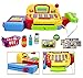 Toy Cash Register For Kids - Pretend Supermarket Toy for Boys or Girls - Cashier Toy with Working Mic, Scanner & Calculator - Play Money Cash and Coins and more. BONUS: Toy Wallet