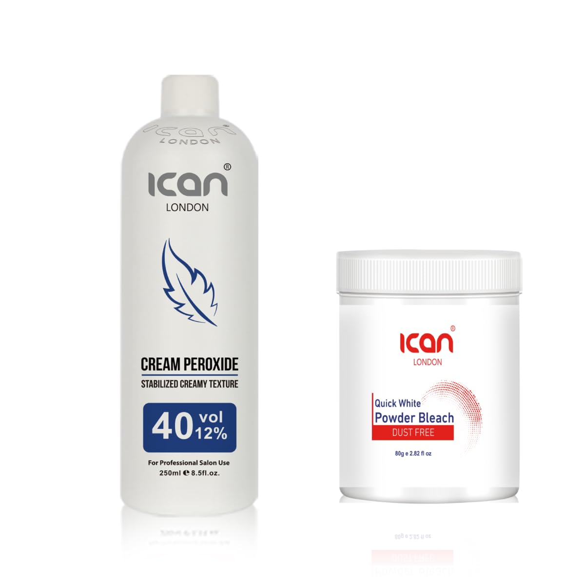ICAN LONDON PROFESSIONAL CREAM PEROXIDE 40 VOL 12% 250 ML + WHITE POWDER BLEACH (JAR) 80 G SET