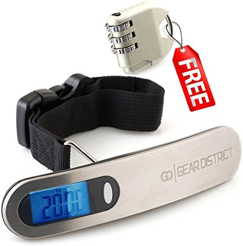 Digital Luggage Scale Bundle with Backlight and Combination Lock. Portable & Handheld for Travel. Lifetime Warranty