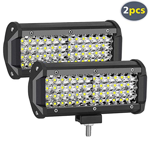 Led Light Bar,AUZKIN 7 Inches Submersible Off Road Lights Fog Light Quad Row LED Pods Spot Light Driving Light 240W 24000LM Work Light for Truck Trailer Boat Pickup Car RV ATV Jeeps,2PCS