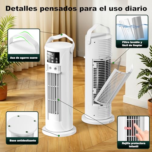 Mobile Air Conditioner - Mini Air Conditioner with Cooling and Humidification Function, Water Mist Technology, 4 Adjustable Timer Levels, 120° Swivel Air Outlet, for Home, Office, Bedroom, White