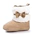 ESTAMICO Baby Girl Plush Winter Snow Bowknot Boots Khaki 3-6 Months