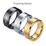 VNOX (Free Engraving Personalized Custom 8MM Stainless Steel Plain Band Ring for Men,Black/Gold Plated/Silver