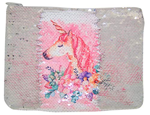 Pink Unicorn Reversible Sequin Makeup Pouch, 8 1/2 Inch