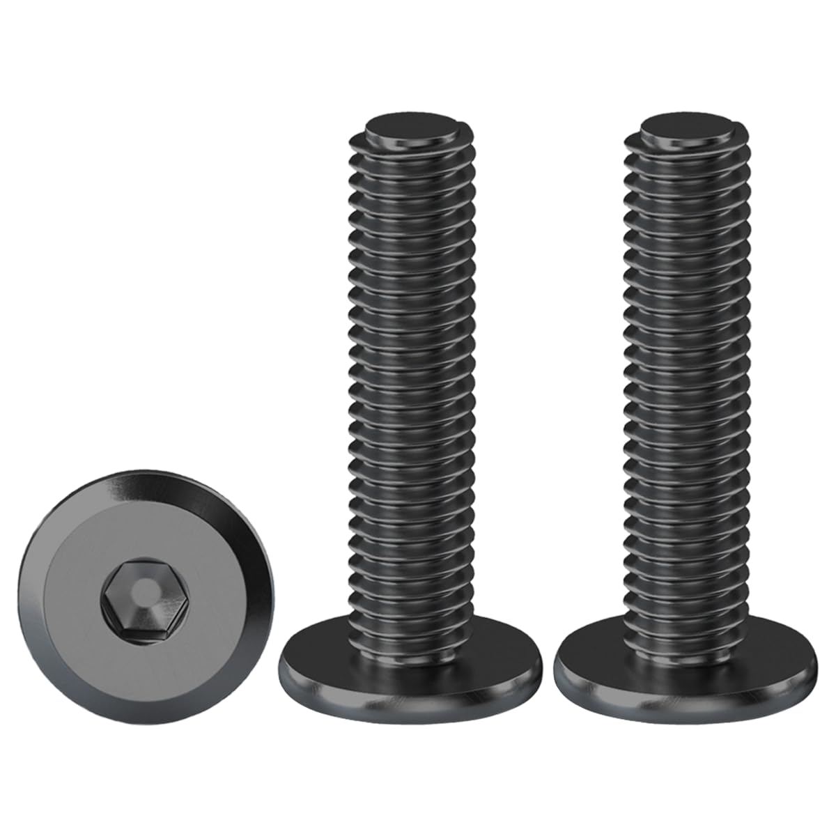 Drenky M6 Bolts, Flat Head Furniture Screw M6 X 30mm Flat Hex Bolt 304 Stainless Steel Bolts Fully Thread Black Machine Screws Bolts for Bed & Wood Furniture, Pack of 20 — image 1