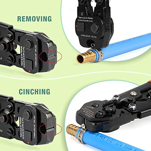 iCrimp Ratchet PEX Cinch&Remove Tool for 3/8 to 1-inch Stainless Steel Clamps-work with ASTM F2098 and Non 2098 Single Ear Hose Clamps