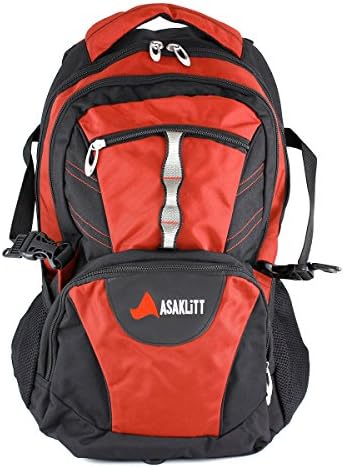 Evercreek Gear Asaklitt Casual Durable Backpack, 35 Liter, Red, Laptop Sleeve Compatible with 15 inch and Smaller laptops