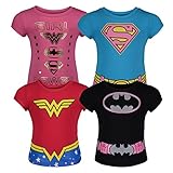 Warner Bros. Toddler Girls' 4pk T-Shirts Batgirl Supergirl Wonder Woman (3T)