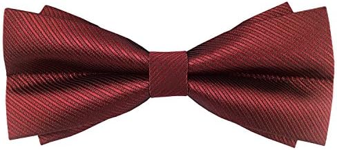 Mens Pre-tied Bowtie Adjustable Butterfly Knot Solid Bow Tie for Wedding, 4 Colors (Burgandy)