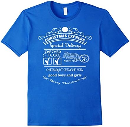 Men's Festive Christmas Express Special Delivery Holiday T-Shirt Small Royal Blue