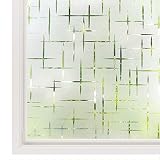 rabbitgoo Frosted Window Film Non-Adhesive, Frosting Privacy Film for Glass Windows, Self Static-Cling Decorative Window Cling for Home Office UV Protection (3D Cross Pattern, 17.5 x 78.7 inches)
