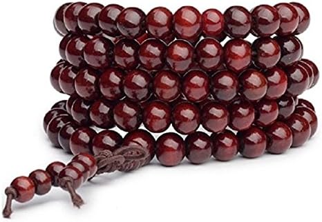 Sandalwood Buddhist Meditation 6mm 108 beads Wood Prayer Bead Mala Bracelet Red - Kitteh City