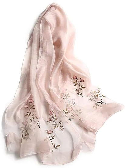 Amazon アンミダ Anmida シルク 大判 大判ストール レディース Uv マフラー スカーフ ストール 刺繍シルク ストール レディース 春 Uvカット ストール 春夏 秋冬 レディース Uv対策 杏色 マフラー 通販