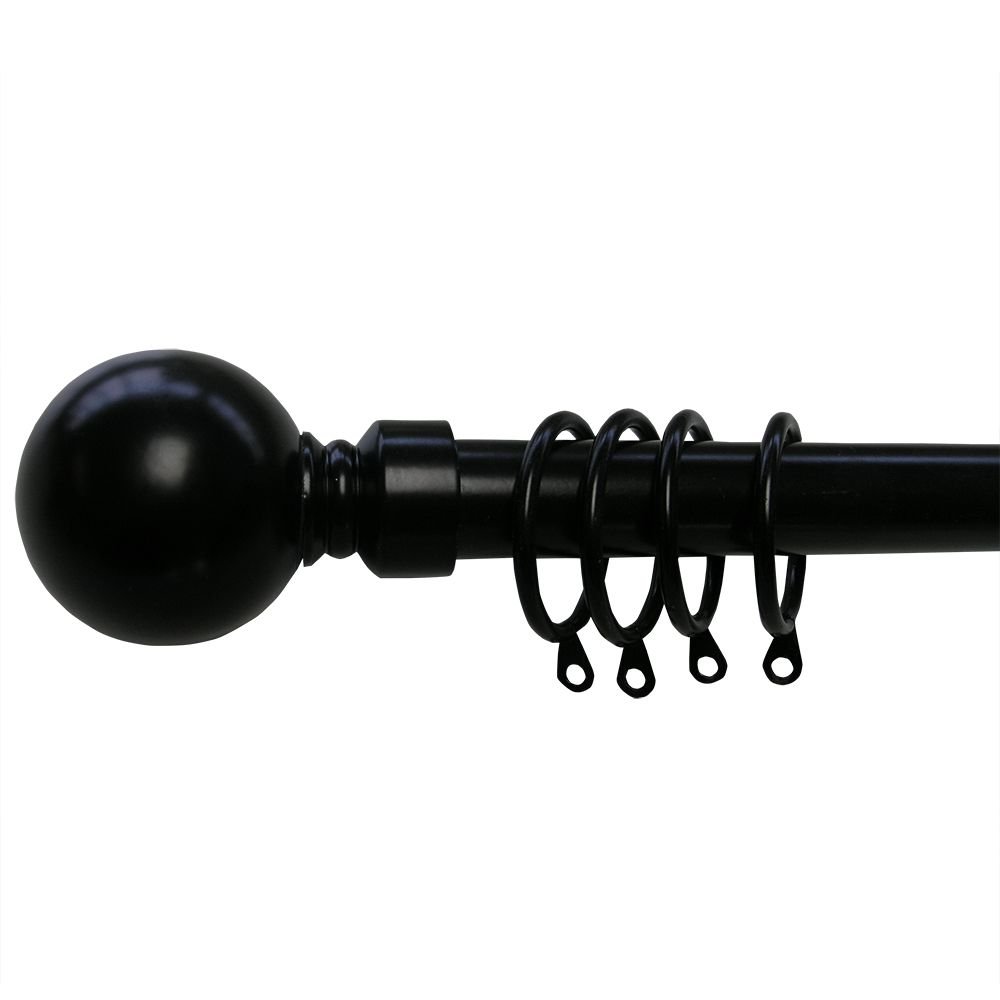 Emma Barclay Ball Pole 25/28 Extendable Curtain Pole in Black - 120-210cm