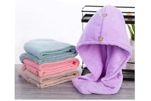 liboyixi Microfiber Hair Towel, 3 Packs Hair Turbans for Wet Hair, Drying Hair Wrap Towels for Curly Hair Women Anti Frizz (Pink,Purple,Green)
