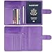 GDTK Leather Passport Holder Cover Case RFID Blocking Travel Wallet (Purple)