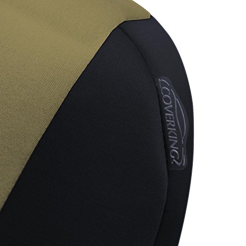 Coverking Custom Fit Front 50/50 Bucket Seat Cover for Select Ford F-Series Models - Neosupreme (Tan with Black sides) (Certified Refurbished)