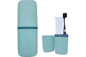 SIETDESEO Travel Toothbrush & Toothpaste Case, Toothbrush Travel Holder with Cup Portable Travel Toothbrush Case Holder Toothbrush Travel Container for Camping School Business Trip Bathroom